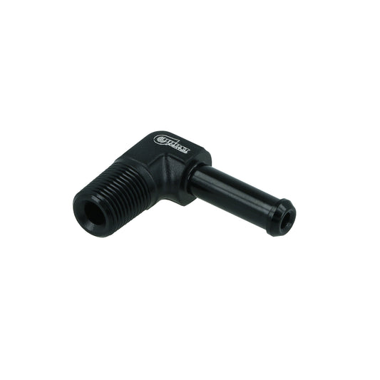 BOOST Products Screw-in Adapter 90 degree 1/8" NPT male to Hose Fitting 6mm (0.225"), black