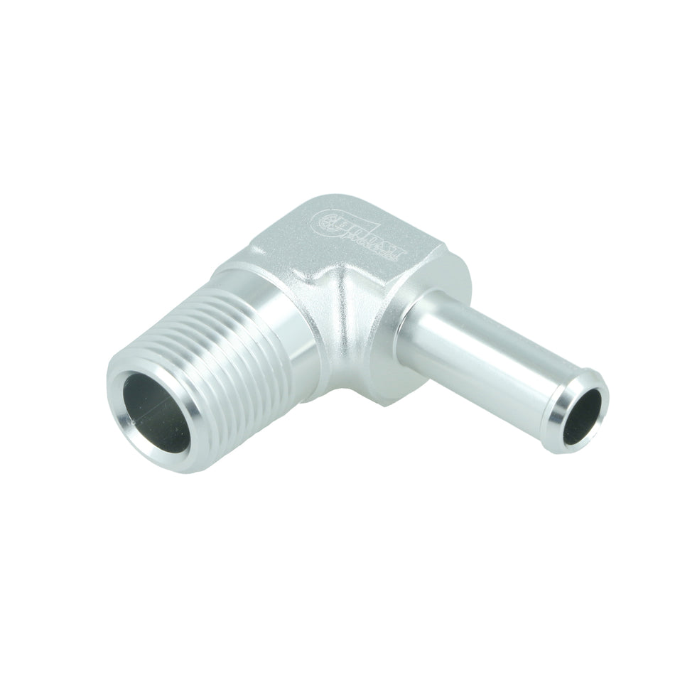 BOOST Products Screw-in Adapter 90 degree 3/8" NPT male to Hose Fitting 3/8" (10mm), silver