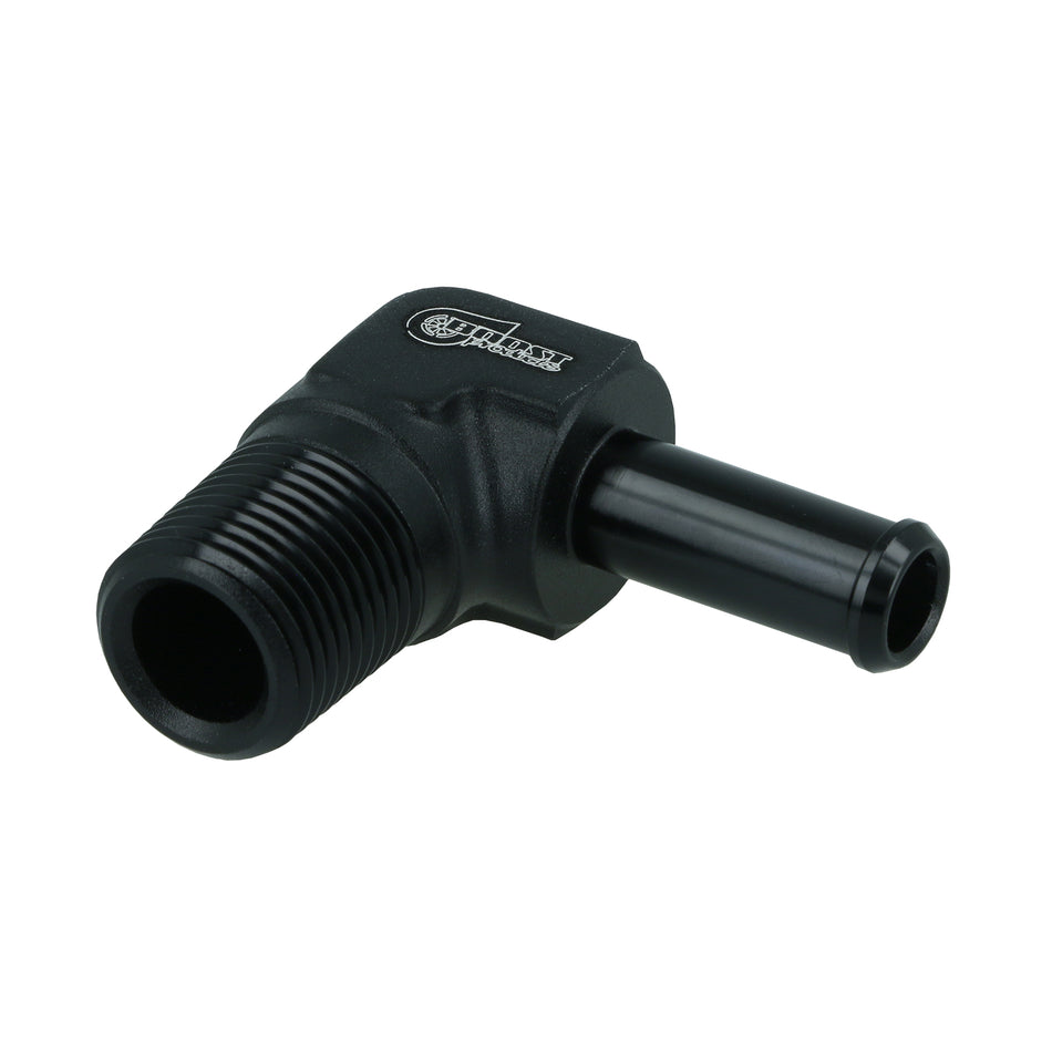 BOOST Products Screw-in Adapter 90 degree 3/8" NPT male to Hose Fitting 3/8" (10mm), black
