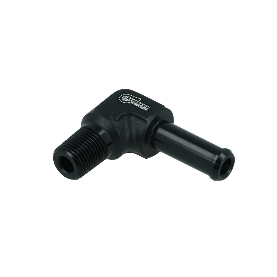 BOOST Products Screw-in Adapter 90 degree 1/8" NPT male to Hose Fitting 5/16" (8mm), black