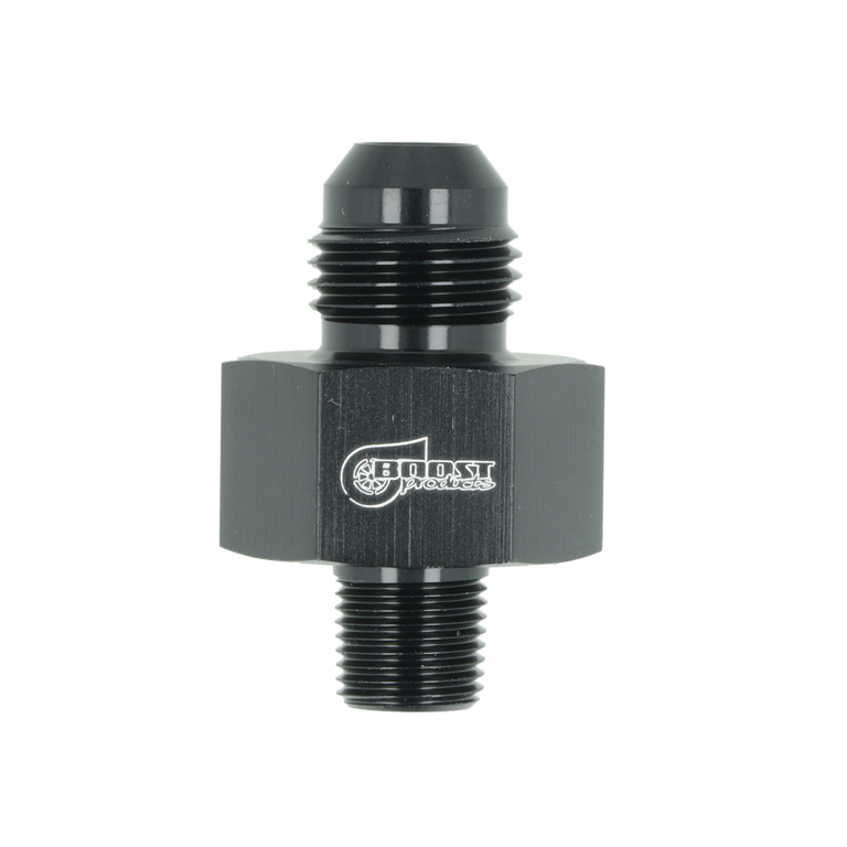 BOOST products Adapter -6 AN male to NPT 1/8" male with Port NPT 1/8" - satin black