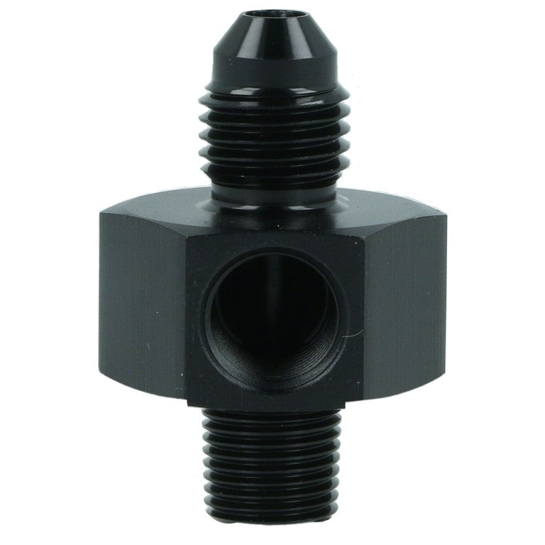 BOOST products Adapter -4 AN male to NPT 1/8" male with Port NPT 1/8" - satin black