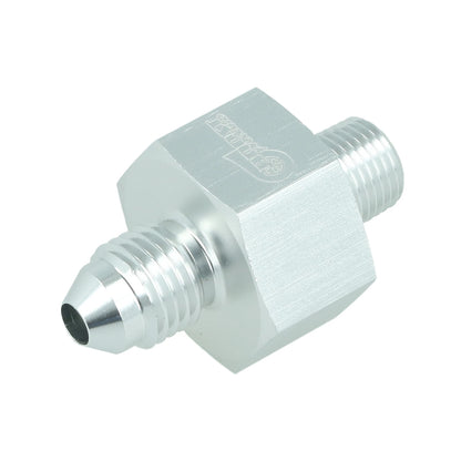 BOOST products Adapter -4 AN male to NPT 1/8" male with Port NPT 1/8" - satin silver