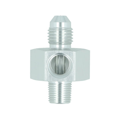 BOOST products Adapter -4 AN male to NPT 1/8" male with Port NPT 1/8" - satin silver