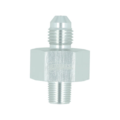 BOOST products Adapter -4 AN male to NPT 1/8" male with Port NPT 1/8" - satin silver