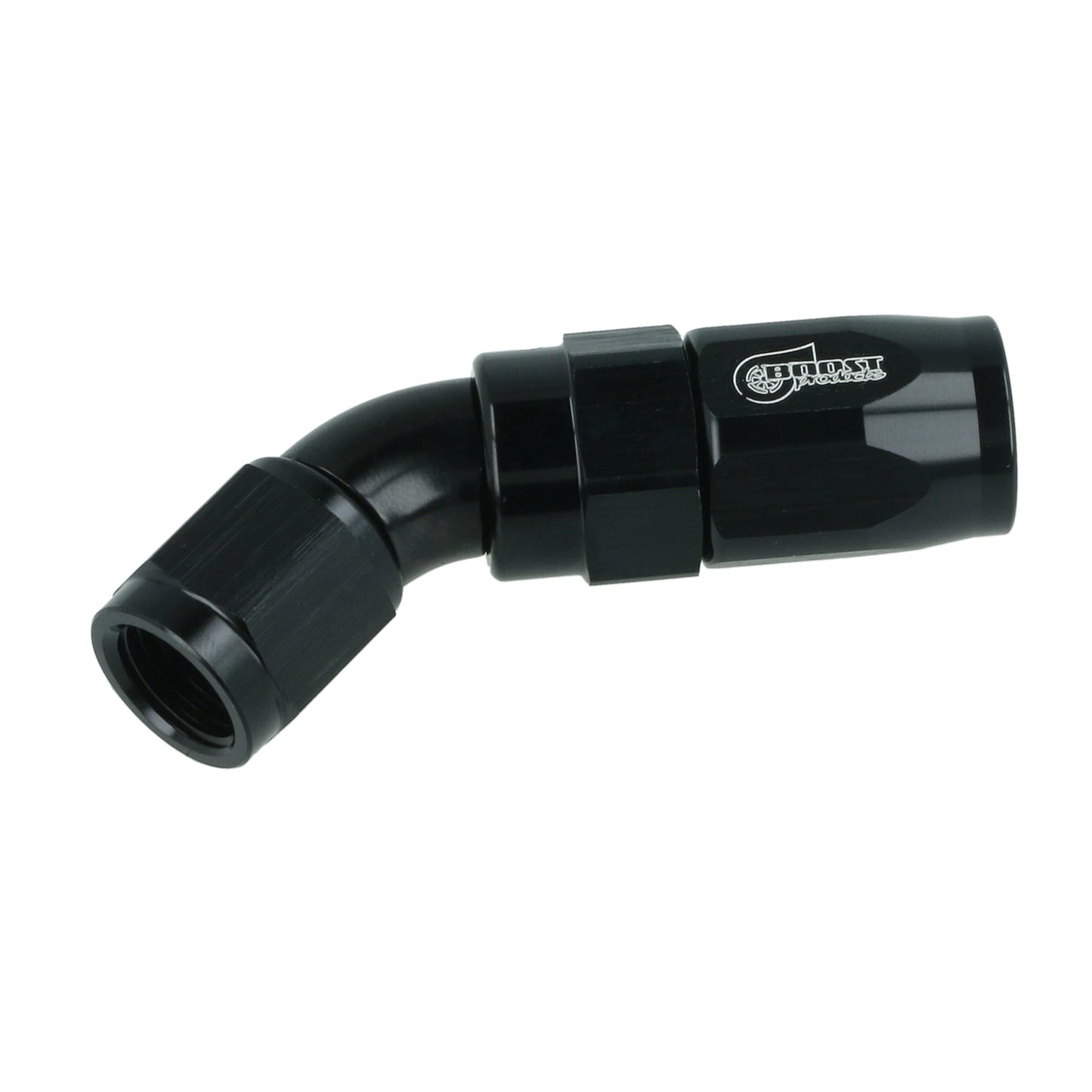 BOOST products High Flow Swivel Hose End -4 AN - 45° - black