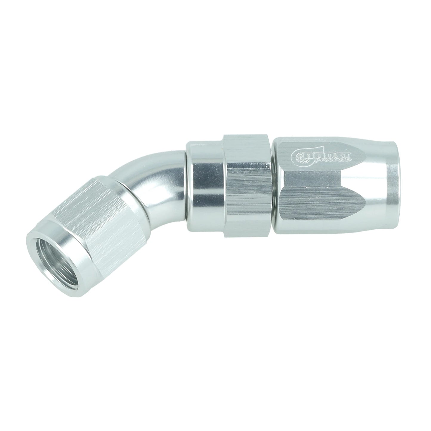 BOOST products High Flow Swivel Hose End -4 AN - 45° - silver