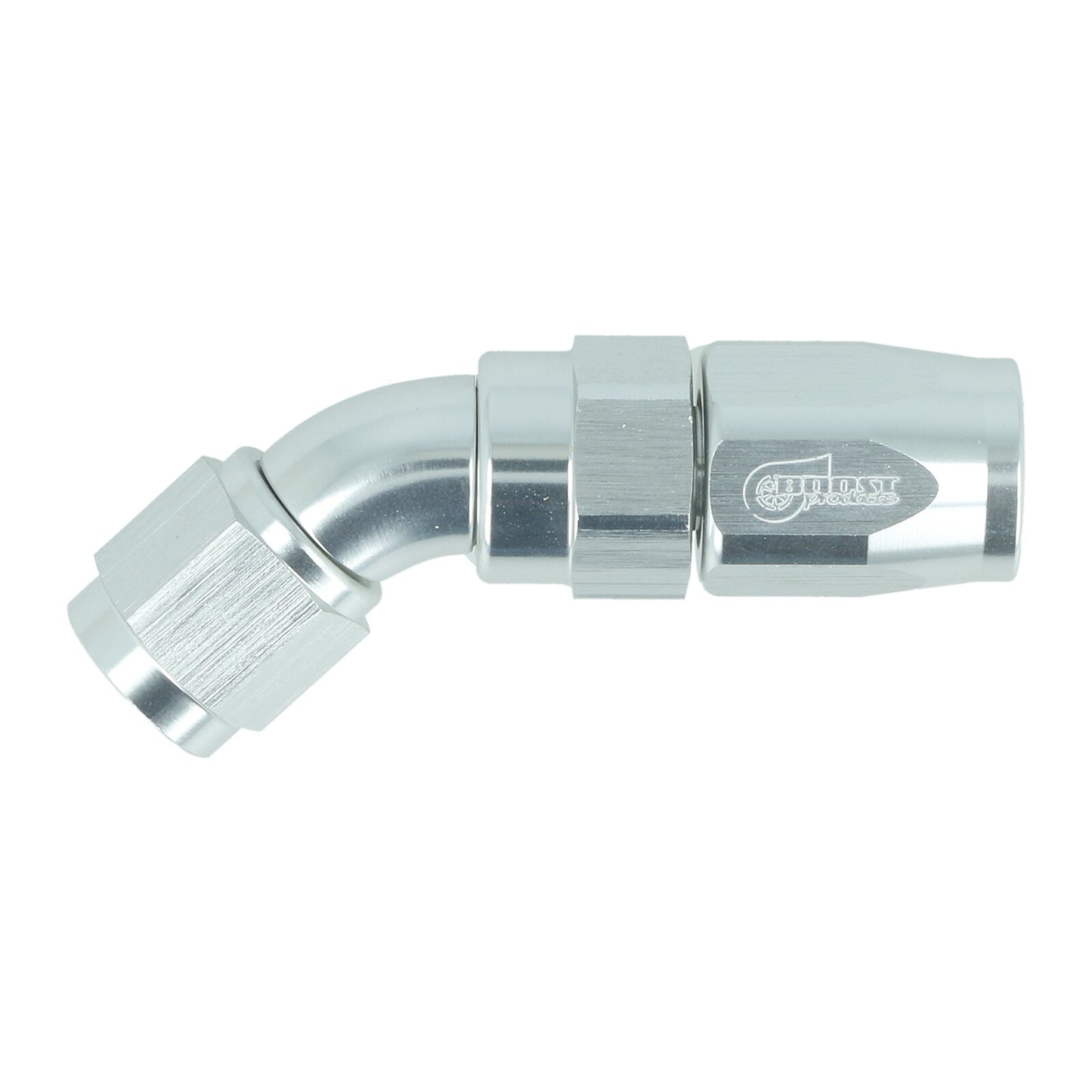 BOOST products High Flow Swivel Hose End -4 AN - 45° - silver