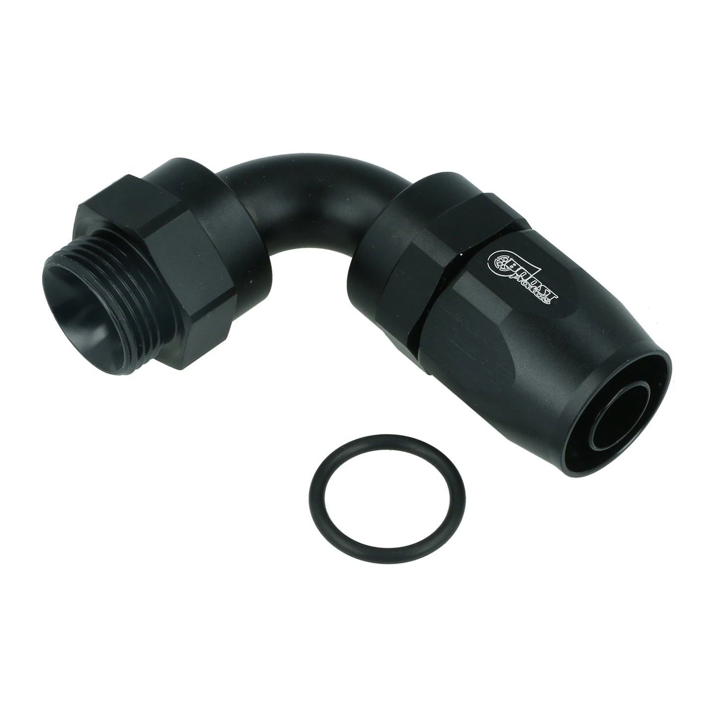 BOOST products Swivel Hose End -10 AN to M22x1.5mm male with O-Ring - 90° - satin black