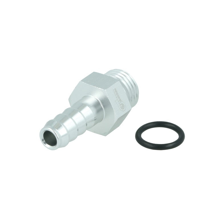 BOOST Products Screw-in Adapter ORB -06 AN male to Barb 5/16" (8mm), silver