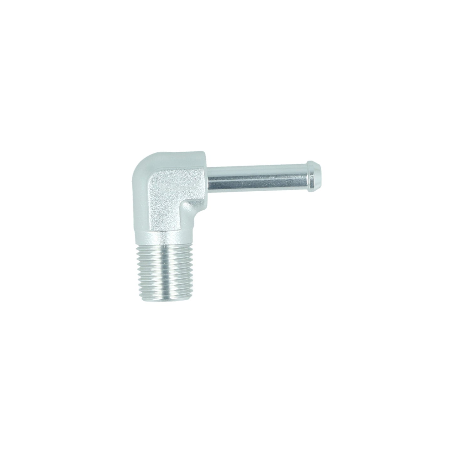 BOOST products Screw-in Adapter 90° NPT 1/8" male to Hose Connection 5mm (3/16") - satin silver