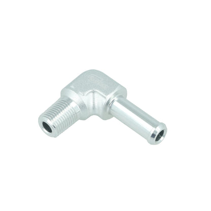 BOOST products Screw-in Adapter 90° NPT 1/8" male to Hose Connection 8mm (5/16") - satin silver