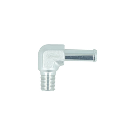 BOOST products Screw-in Adapter 90° NPT 1/8" male to Hose Connection 8mm (5/16") - satin silver