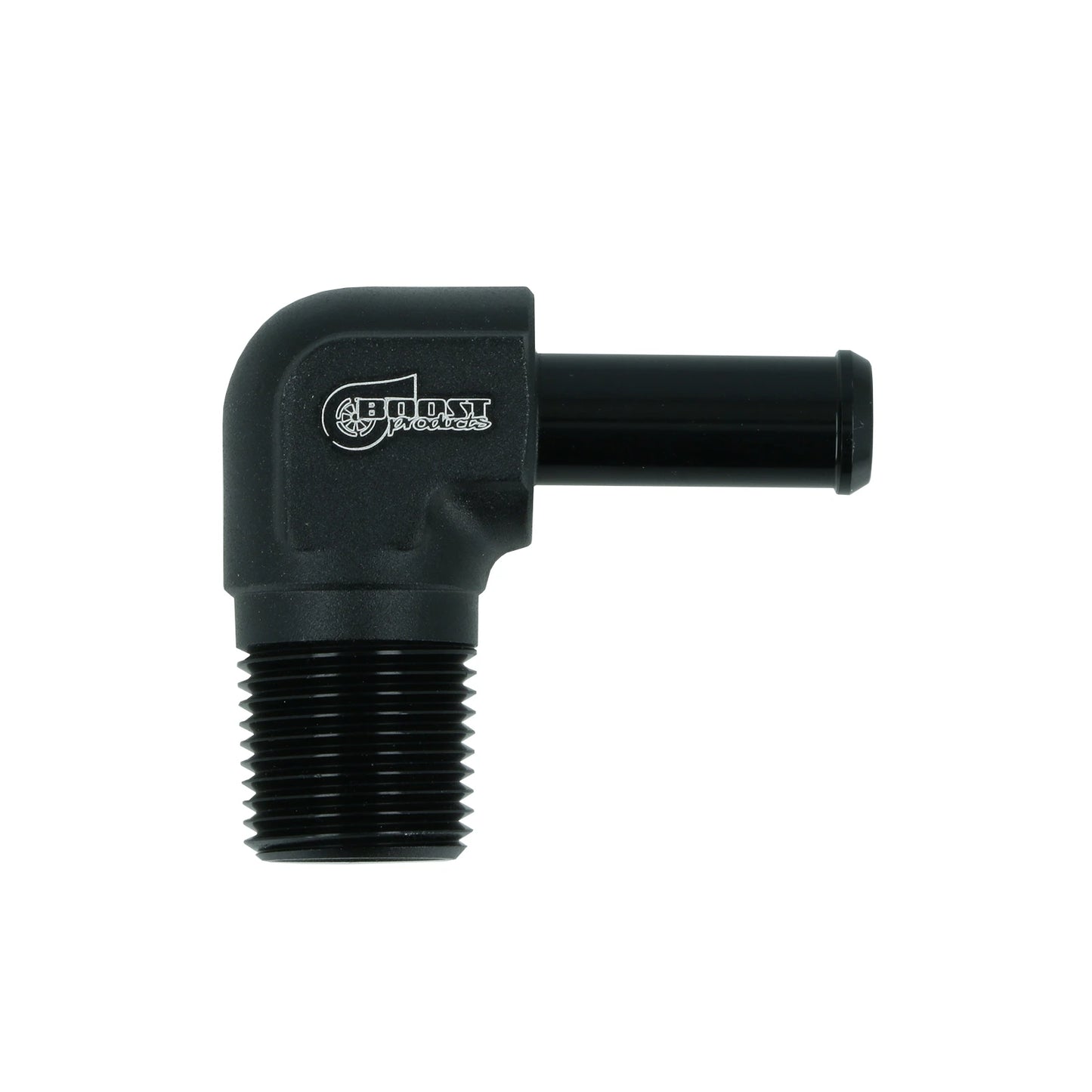 BOOST products Screw-in Adapter 90° NPT 3/8" male to Hose Connection 10mm (3/8") - satin black