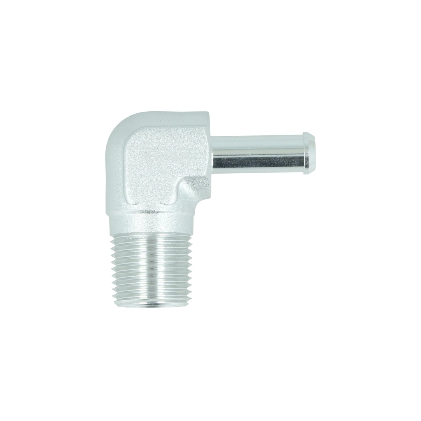 BOOST products Screw-in Adapter 90° NPT 3/8" male to Hose Connection 8mm (5/16") - satin silver