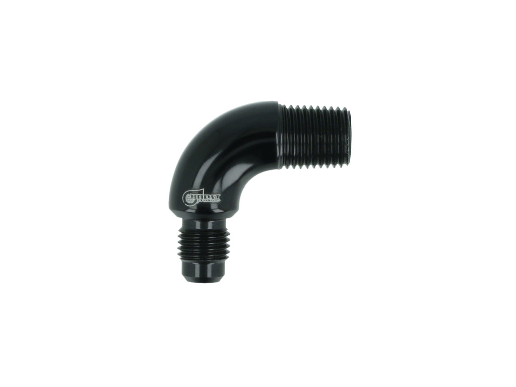 BOOST Products Adapter -04 AN male to 1/4" NPT male - 90 degree, black