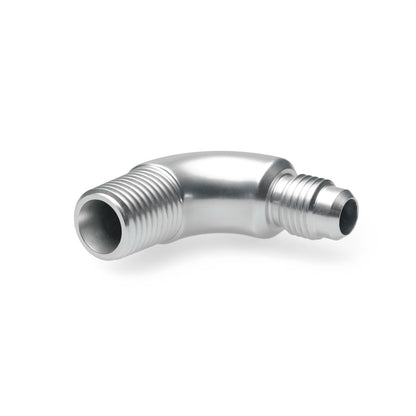 BOOST Products Adapter -04 AN male to 1/4" NPT male - 90 degree, silver