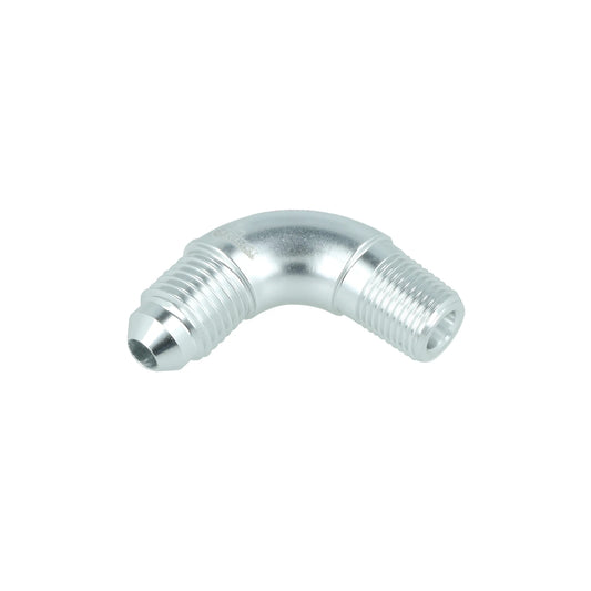 BOOST products Adapter -4 AN male to NPT 1/8" male - 90° - silver