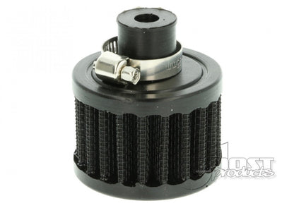 BOOST Products Crankcase Breather Filter with 9mm (0.35") ID Connection, black