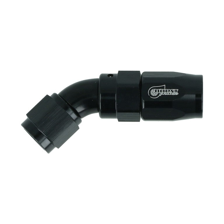 BOOST Products High Flow Swivel Hose End -08 AN - 45 degree, black