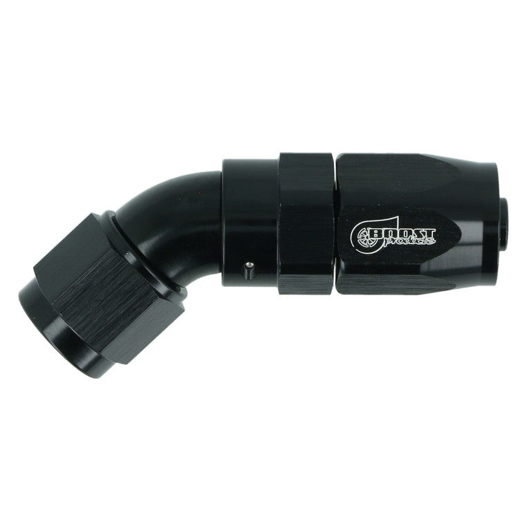 BOOST Products High Flow Swivel Hose End -06 AN - 45 degree, black