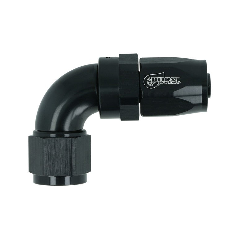 BOOST Products High Flow Swivel Hose End -08 AN - 90 degree, black