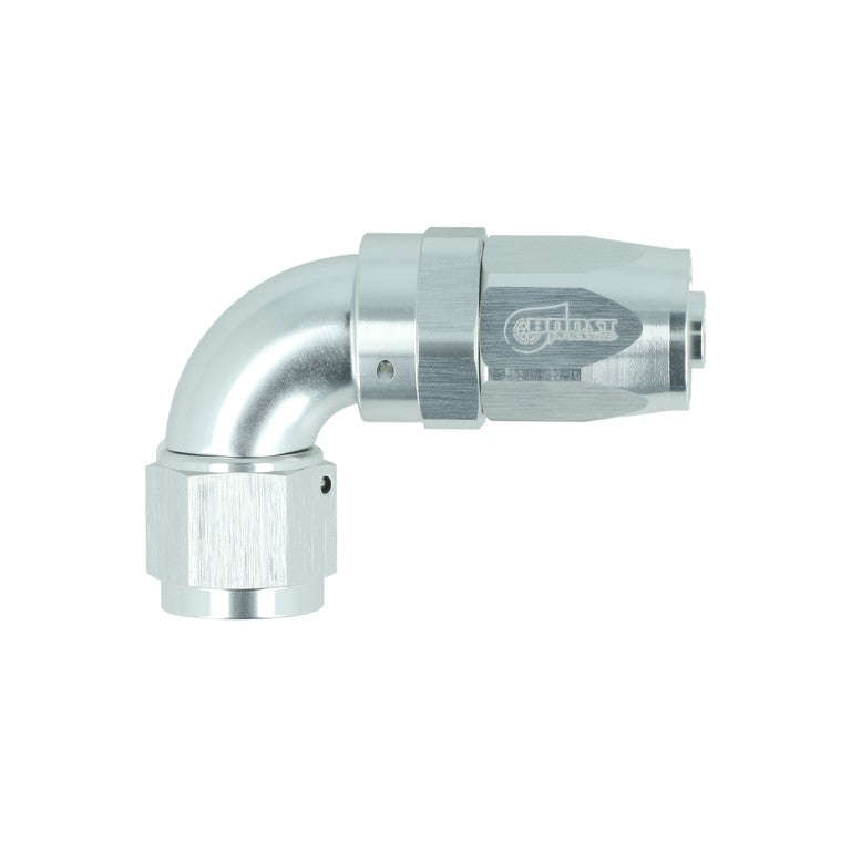BOOST Products High Flow Swivel Hose End -08 AN - 90 degree, silver