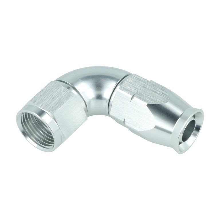 BOOST Products High Flow PTFE Swivel Hose End -10 AN - 90 degree, silver