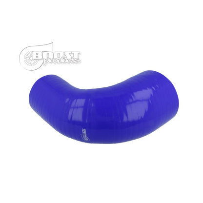 BOOST Products Silicone Reducer Elbow 90 degree, 76mm (3.0") - 70mm (2.75") ID, blue