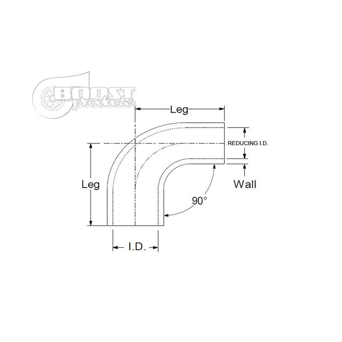 BOOST Products Silicone Reducer Elbow 90 degree, 76mm (3.0") - 70mm (2.75") ID, blue