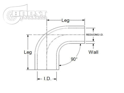 BOOST products Silicone Transition elbow 90°, 89 - 80mm, black