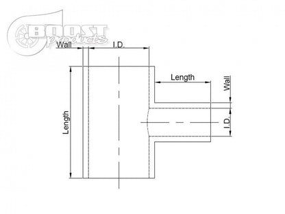 BOOST Products Silicone T-piece Adapter 55mm (2.175") ID, 25mm (1.0") Branch ID, black