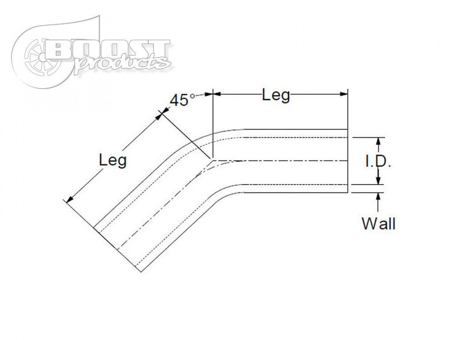 BOOST products Silicone elbow 45°, 127mm, black