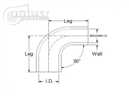 BOOST Products Silicone Reducer Elbow 90 Degrees, 2-1/2" - 2-1/4" ID, Black